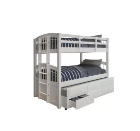 80 X 42 X 70 White Twin Bunk Bed  Trundle With 3 Drawers