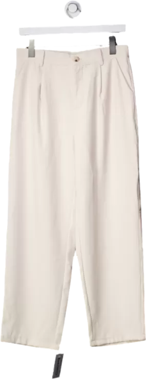 Beige Pleated Front Tailored Trousers UK S