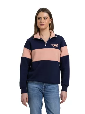 Burford Quarter Zip - Pink and Navy