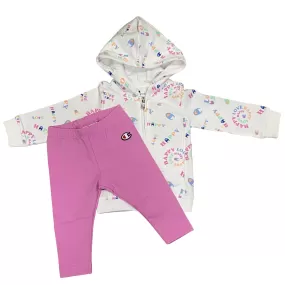 Champion girl's tracksuit with hood and tight-fitting trousers 404974 WL001 white-pink