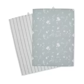 Dining Meadowsweet Floral Tea Towels Pair - Green