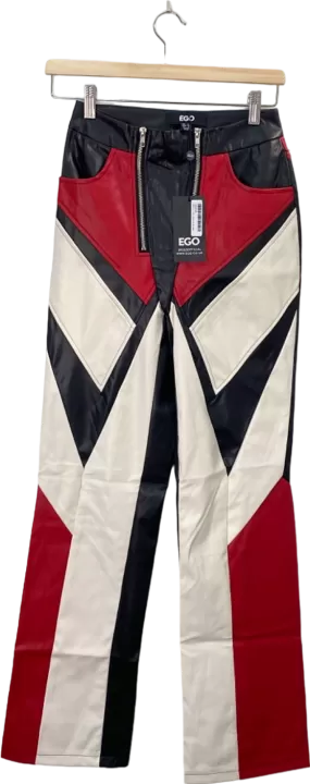 EGO Black Red Leather Motorcross Trousers UK 6