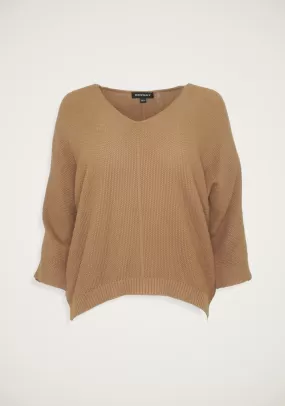 ELBOW SLEEVE V-NECK PULLOVER (MOCCA) - REPEAT