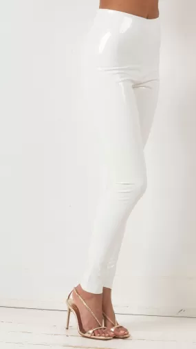 Faux Patent Leather Legging - White