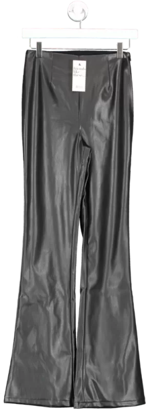 Friends like these Black Pu Flare Leg Trousers UK 8