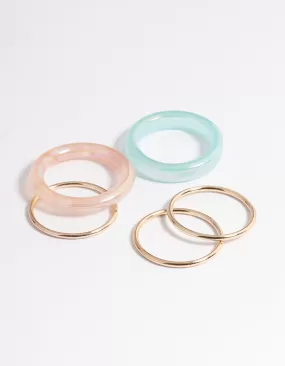 Gold Acrylic & Plain Ring 5-Pack