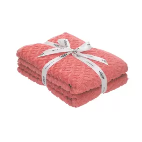 Graphic Bath Towel  -Set Of 2 - Red