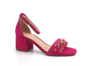 GUESS Sandalo Tacco Suede Morsetto Gold Fuxia FL6SRASUE03