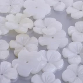 High Quality 10mm White Mother of Pearl Shell Flowers beads Natural Shell charm  central hole 1mm diy earring Hair accessories 10pcs