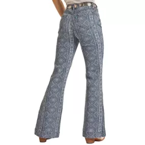 Hooey Women's Aztec Print High Rise Trouser Jeans