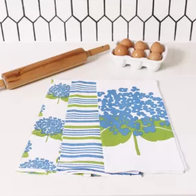 Hydrangea Cotton Kitchen Towel Set Of 3