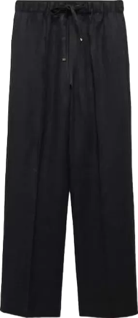 MANGO Black Linen Blend Elastic Waist Trousers BNWT UK M