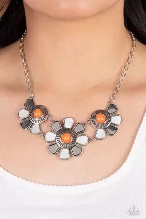 Paparazzi Aquatic Garden - Orange Floral Necklace