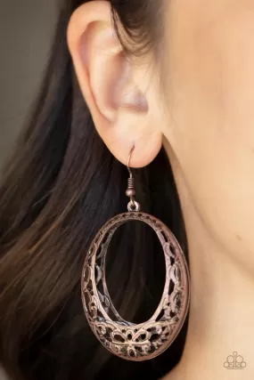 Paparazzi Gardenista Grandeur - Copper Floral Filigree Earring