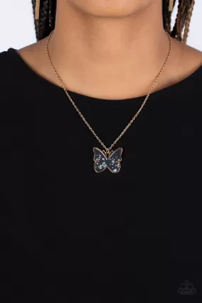 Paparazzi Gives Me Butterflies - Gold Butterfly Dainty Necklace