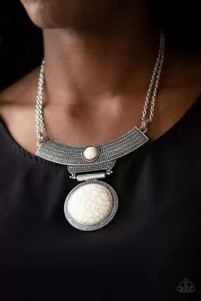 Paparazzi Lasting EMPRESS-ions - White Stone Pendant Necklace