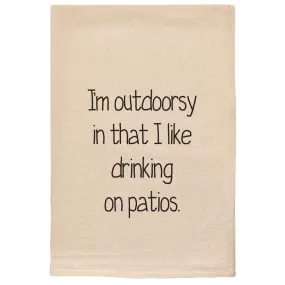 Patios & Puns: Natural Cotton Tea Towel - 'Outdoorsy Drinking Enthusiast