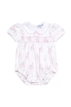 Pink Rocking Horse Smocked Bubble