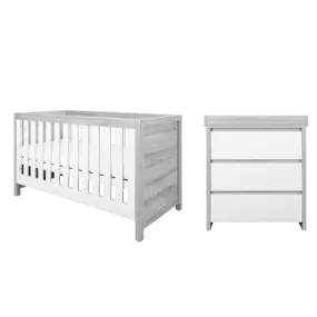 Tutti Bambini Modena 2 Piece Room Set  (Cot Bed & Changer) Grey Ash/White