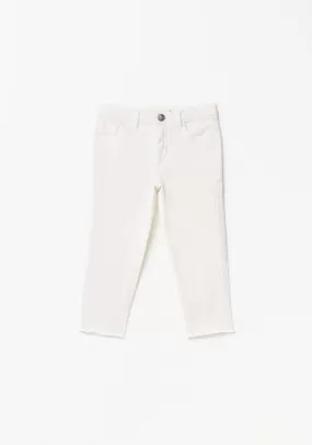 White Plain Twill Jeans - Cream