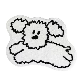 White Run Dogs Cute Animal Characters Floor Mats Rugs Bathroom Home Door Bedroom Foot Pads Anti-slip